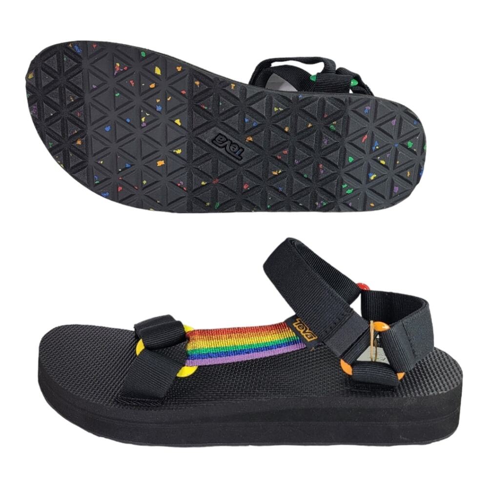 New Teva Mens Pride Rainbow Stripe Open Toe Sandals LGBTQ Size 10